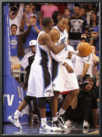 Miami Heat V Orlando Magic: Dwight Howard And Brandon Bass by Mike Ehrmann Pricing Limited Edition Print image