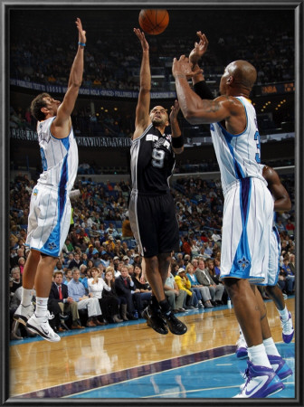 San Antonio Spurs V New Orleans Hornets: Tony Parker And David West by Layne Murdoch Pricing Limited Edition Print image