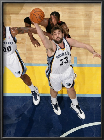 Miami Heat V Memphis Grizzlies: Marc Gasol And Chris Bosh by Joe Murphy Pricing Limited Edition Print image
