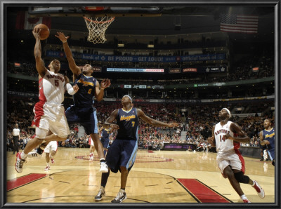 Denver Nuggets V Toronto Raptors: Jerryd Bayless And Aron Afflalo by Ron Turenne Pricing Limited Edition Print image