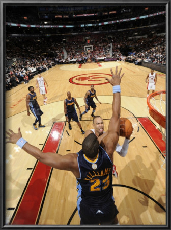 Denver Nuggets V Toronto Raptors: Jerryd Bayless And Shelden Williams by Ron Turenne Pricing Limited Edition Print image