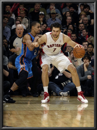 Oklahoma City Thunder V Toronto Raptors: Andrea Bargnani And Thabo Sefolosha by Ron Turenne Pricing Limited Edition Print image