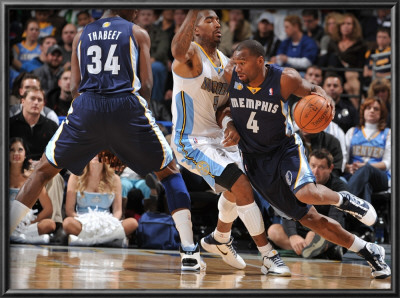 Memphis Grizzlies V Denver Nuggets: Sam Young And J.R. Smith by Garrett Ellwood Pricing Limited Edition Print image