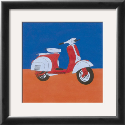 Blue And Red Motor Scooter by Miriam Bedia Pricing Limited Edition Print image