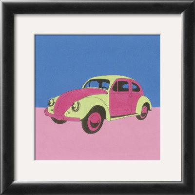Pink And Green Volkswagon Bug by Miriam Bedia Pricing Limited Edition Print image