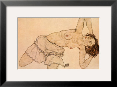 Knielende, Halfnaakte Vrouw, Naar Links Gebogen by Egon Schiele Pricing Limited Edition Print image