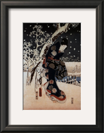 Snow Scene In The Garden Of A Daimyo by Ando Hiroshige Pricing Limited Edition Print image