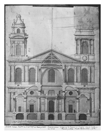 Church Of Saint-Sulpice, Elevation Of The Facade, Paris, 1740 by Servandoni Pricing Limited Edition Print image