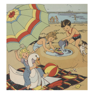 Making A Sand Castle At The Beach by Constance Heffron Pricing Limited Edition Print image