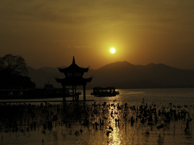 Westlake With Chineese Pavillon During Sunset, China by Ryan Ross Pricing Limited Edition Print image