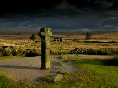 Nun's Cross, With Nun's Cross Farm Behind, Stormy Sky, Dartmoor, Devon, Uk by Ross Hoddinott Pricing Limited Edition Print image