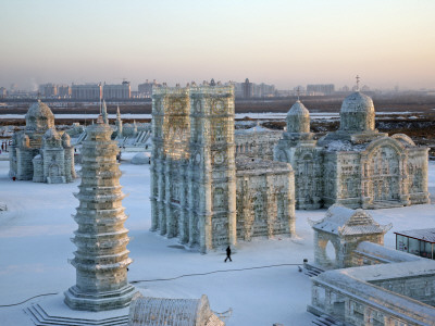The Harbin Ice Festival, Heilongjiang Province, Ice Sculptures At Dawn, January 2007 by George Chan Pricing Limited Edition Print image