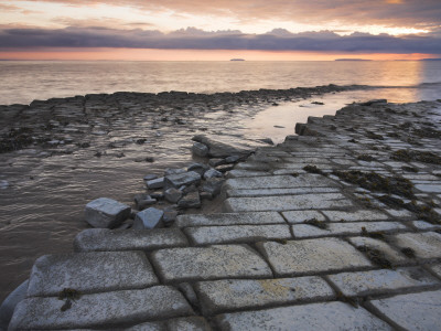 Eroded Limestone Rock Ledges At Kilve In Somerset, England by Adam Burton Pricing Limited Edition Print image