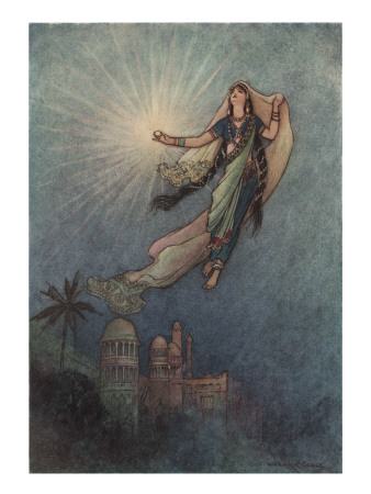 She Took Up The Jewel In Her Hand, Left The Palace, And Successfully Reached The Upper World by Warwick Goble Pricing Limited Edition Print image