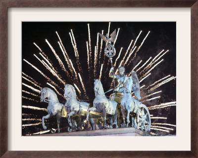 New Year's Fireworks Above The Quadriga At The Brandenburg Gate In Berlin, Germany, C.2007 by Michael Sohn Pricing Limited Edition Print image