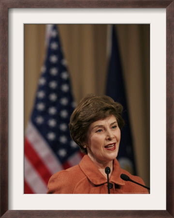 First Lady Laura Bush Speaks At Saint Rosalie School In Harvey, Louisianna Tuesday, January 9, 2007 by Alex Brandon Pricing Limited Edition Print image