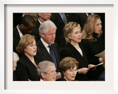Former President Clinton Sings At A State Funeral Service For Former President Gerald Ford by Ron Edmonds Pricing Limited Edition Print image