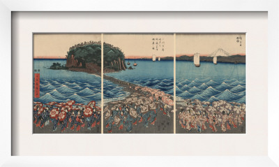 Women Pilgrims At Enoshima Shrine Of Benzaiten, The Goddess Of Good Fortune by Ando Hiroshige Pricing Limited Edition Print image