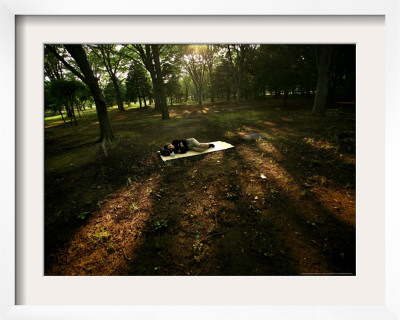 A Japanese Man Naps Among The Trees Inside Tokyo's Yoyogi Park Tuesday, June 27, 2006 by David Guttenfelder Pricing Limited Edition Print image