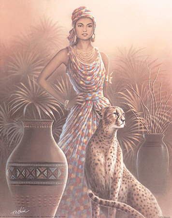 Woman With Cheetah by T. C. Chiu Pricing Limited Edition Print image