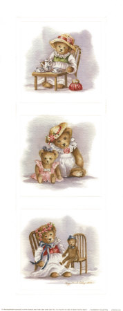Girls Bears Playing by Peggy Thatch Sibley Pricing Limited Edition Print image