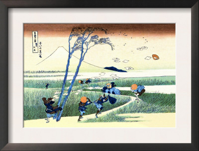 Wind Buffets Travelers In View Of Mount Fuji by Katsushika Hokusai Pricing Limited Edition Print image