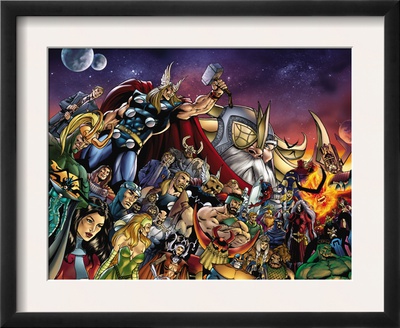 Thor #85 Group: Thor, Hulk, Loki, Thanos, Beta-Ray Bill And Odin Fighting by Andrea Di Vito Pricing Limited Edition Print image