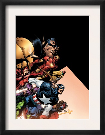 Avengers #500 Cover: Captain America, Iron Man, Vision, Scarlet Witch, Giant Man And Avengers by David Finch Pricing Limited Edition Print image