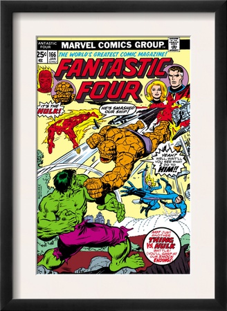 Fantastic Four N166 Cover: Hulk, Thing, Mr. Fantastic, Invisible Woman And Human Torch Fighting by George Perez Pricing Limited Edition Print image