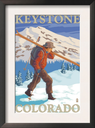 Skier Carrying - Keystone, Colorado, C.2008 by Lantern Press Pricing Limited Edition Print image