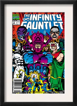Infinity Gauntlet #5 Cover: Thanos, Galactus, Kronos, The Stranger, Lord Chaos And Master Order by George Perez Pricing Limited Edition Print image
