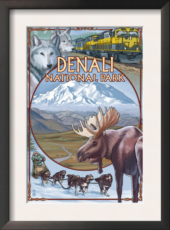 Denali National Park, Ak - Train Version, C.2009 by Lantern Press Pricing Limited Edition Print image