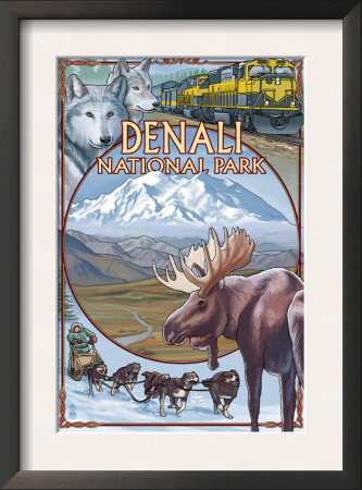 Denali National Park, Ak - Train Version, C.2009 by Lantern Press Pricing Limited Edition Print image