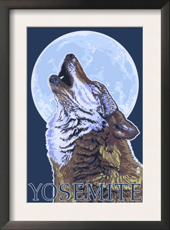 Yosemite, California - Wolf Howling, C.2008 by Lantern Press Pricing Limited Edition Print image