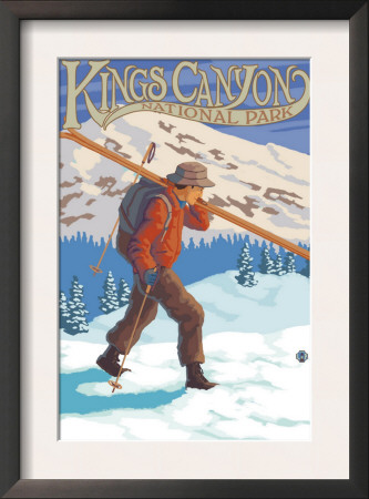 Kings Canyon Nat'l Park - Skier Carrying - Lp Poster, C.2009 by Lantern Press Pricing Limited Edition Print image