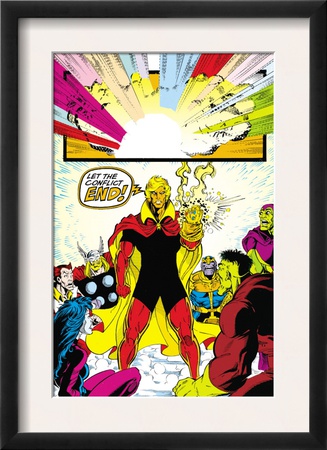 Infinity Gauntlet #6 Group: Adam Warlock, Thanos, Thor And Hulk Fighting by George Perez Pricing Limited Edition Print image