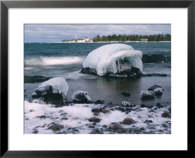 Ice Formations On Lake Superior Below Copper Harbour Lighthouse, Keweenah Peninsula, Michigan, Usa by Willard Clay Pricing Limited Edition Print image