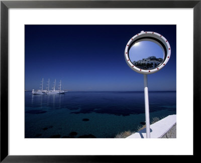 Mykonos Harbor Through Mirror, Greece by Walter Bibikow Pricing Limited Edition Print image