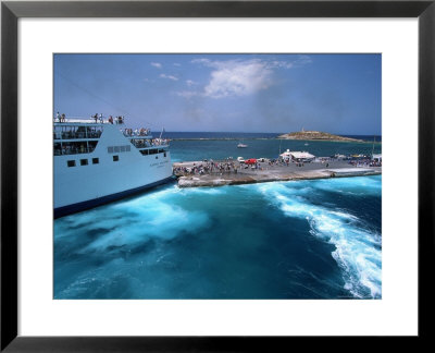 Ferry Docking, Los Island, Greece by Walter Bibikow Pricing Limited Edition Print image