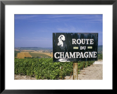 Route Du Champagne Sign, Near Epernay, Marne, Champagne Ardenne, France by Michael Busselle Pricing Limited Edition Print image