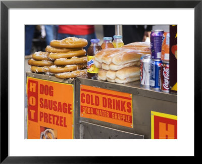 Hot Dog And Pretzel Stand, Manhattan, New York City, New York, Usa by Amanda Hall Pricing Limited Edition Print image