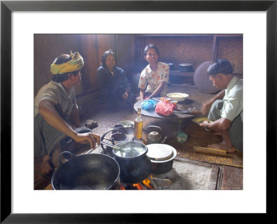 Family Cooking In Kitchen At Home, Village Of Pattap Poap Near Inle Lake, Shan State, Myanmar by Eitan Simanor Pricing Limited Edition Print image