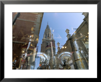 Cathedral Reflected In Window Of Shop Selling Medieval Armour, Toledo, Castilla-La Mancha, Spain by Ruth Tomlinson Pricing Limited Edition Print image