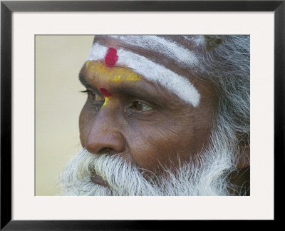 Portrait Of A Holy Man, Varanasi, India by Keren Su Pricing Limited Edition Print image