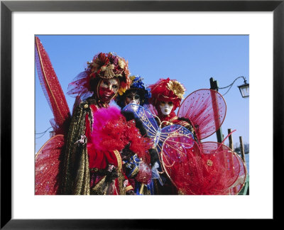 People Wearing Masked Carnival Costumes, Venice Carnival, Venice, Veneto, Italy by Bruno Morandi Pricing Limited Edition Print image