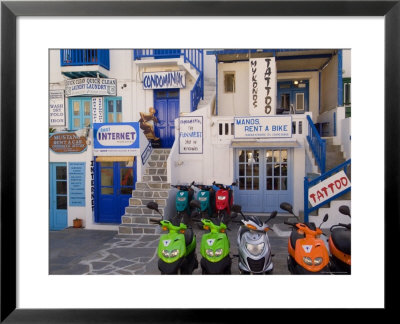 Motorbikes Parked Outside Shops by Diana Mayfield Pricing Limited Edition Print image