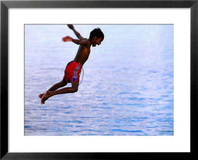 Boy Falling Into Water, Lifou Island, Loyalty Islands, New Caledonia by Peter Hendrie Pricing Limited Edition Print image