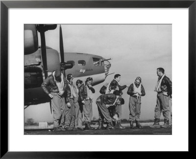 B-17 Flying Fortress Crew Of 8Th Bomber Command Donning Their Flying Gear Upon Arrival By Jeep by Margaret Bourke-White Pricing Limited Edition Print image