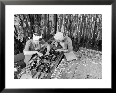 Two Women Wiring Cable Board For 10 Kw Broadcast Transmitter At General Electric Plant by Alfred Eisenstaedt Pricing Limited Edition Print image