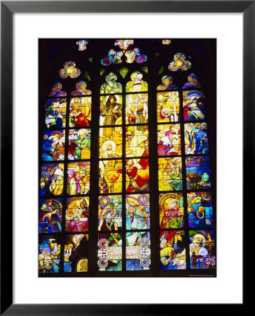 Stained Glass Windows, St. Vitus Cathedral, Prague, Czech Republic, Europe by Nigel Francis Pricing Limited Edition Print image